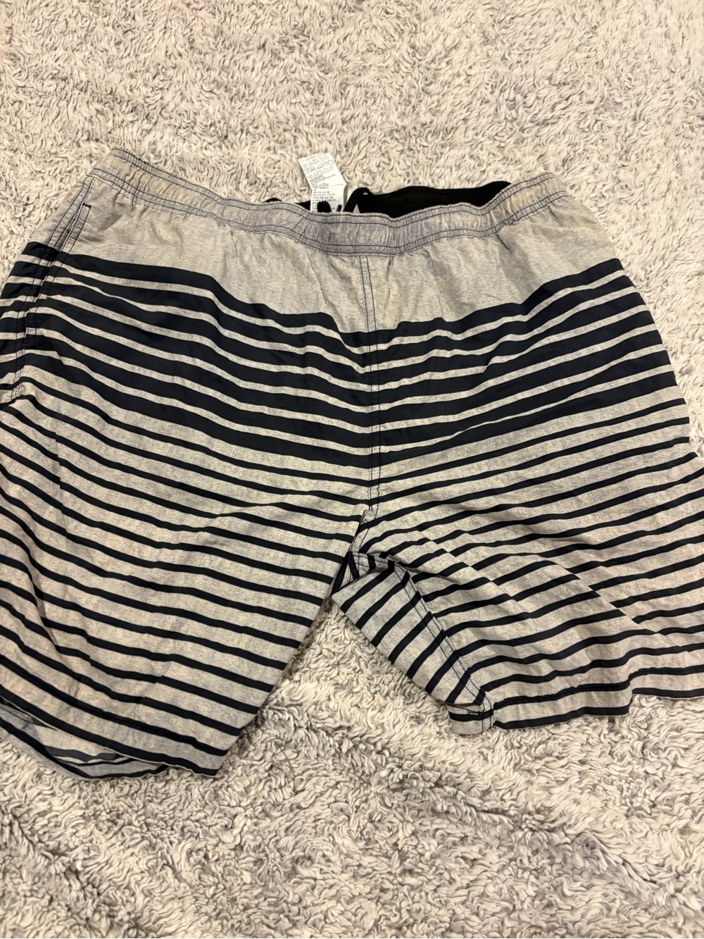 Kirkland Signature Swim Trunks Mens XL Grey Black Striped Good Board Shorts